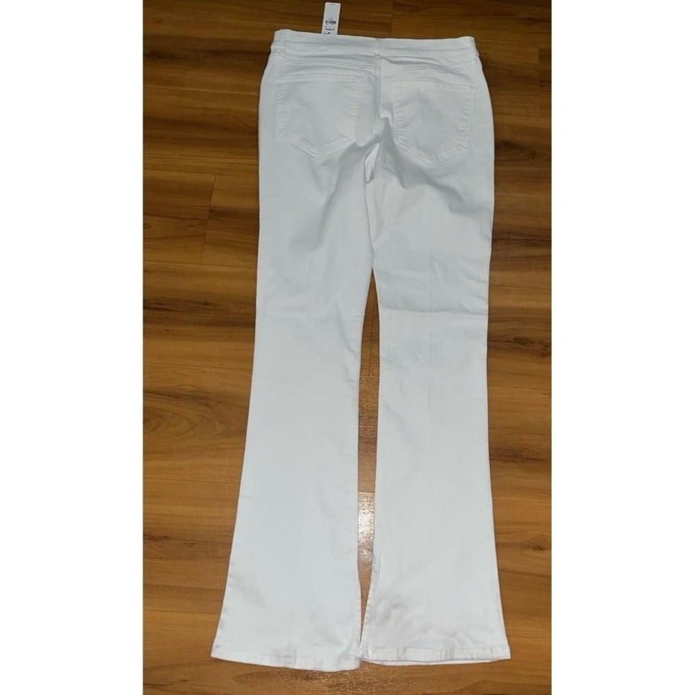 Womens NWT Express Skyscraper Pintuck Mid Rise Stretch Flare Jeans - Picture 3 of 6